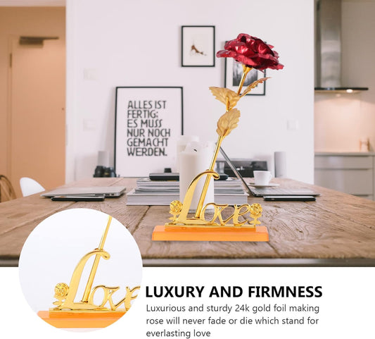 24k Gold Plated Rose (With Love Holder Box) Gift Ramazan Greeting Mother's Day Gift Flower Gold Dipped Rose